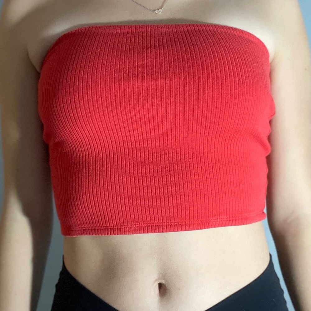 Red Ribbed Tube Top